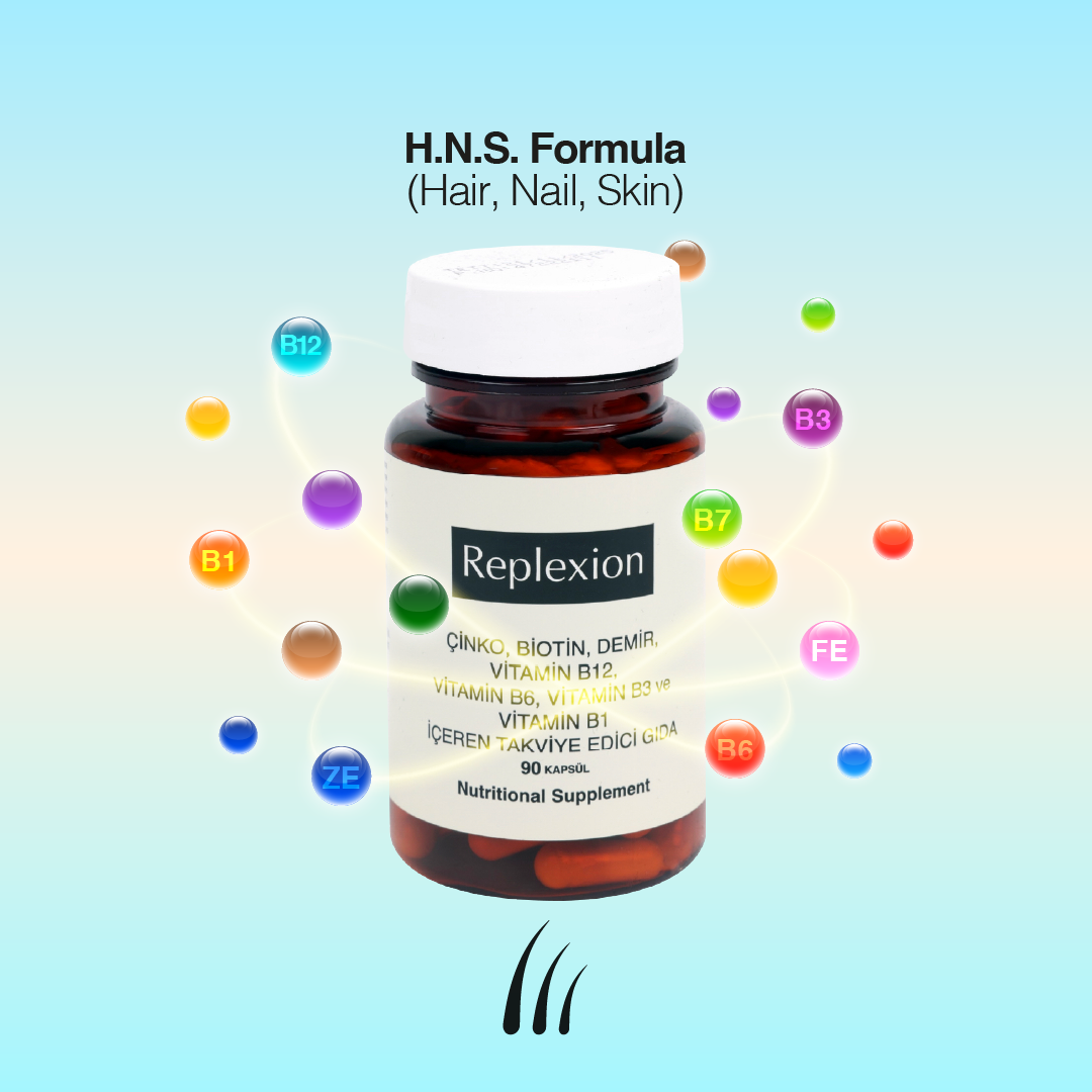 Replexion HNS Formula – Saç, Cilt & Tırnak Bakım Gıda Takviyesi, 90 Kapsül