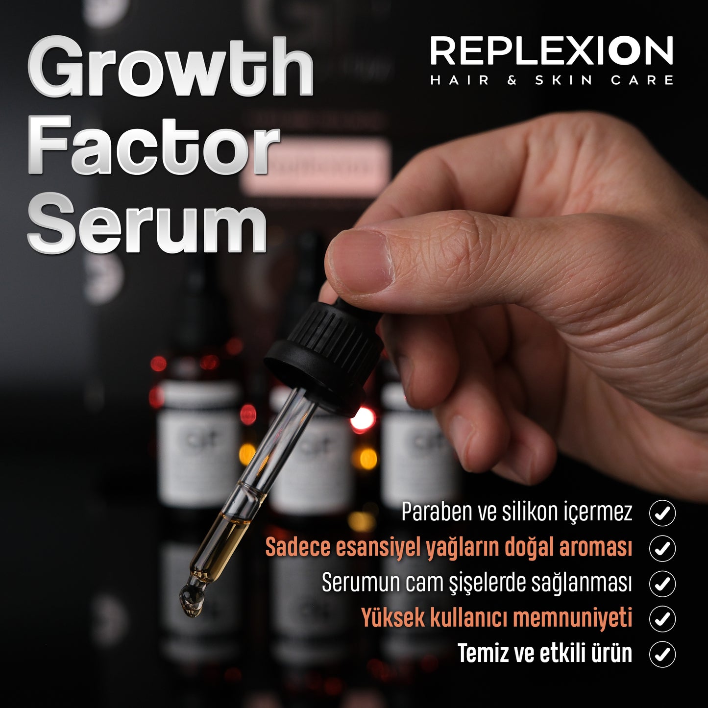 Replexion GF Hair Serum 30ml x 8 Şişe 240 ML – Anti-Hair Loss & Saç Ekimi Serum