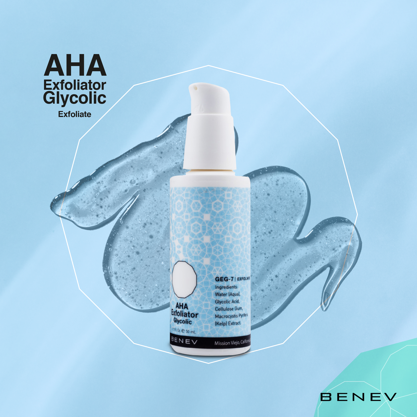 Benev AHA Exfoliator Glycolic 50 ml – Granülsüz Peeling & Cilt Yenileyici
