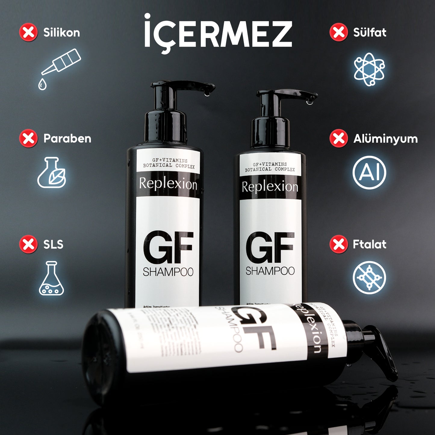 Replexion GF Shampoo 250ml – Anti-Hair Loss & Saç Kalınlaştıran Şampuan