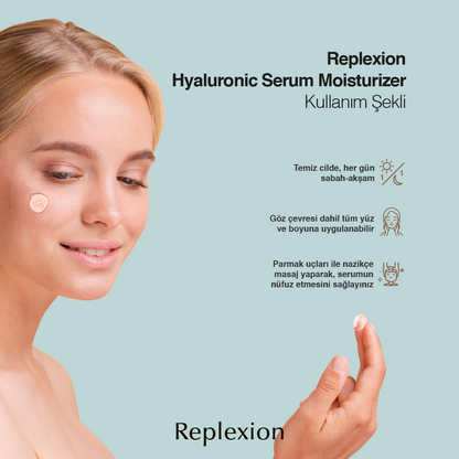 REPLEXION Hyaluron-Serum-Feuchtigkeitscreme 50 ml. Anti-Aging, Anti-Falten, Hyaluronsäure, Feuchtigkeitsserum auf Wasserbasis, Feuchte Haut, Trockene Haut, Mischhaut