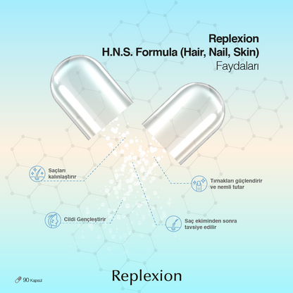 Replexion HNS (Haare, Nägel, Haut) Formel 90 Kapseln Nahrungsergänzungsmittel. Haarpflege, Hautpflege, Nagelpflege