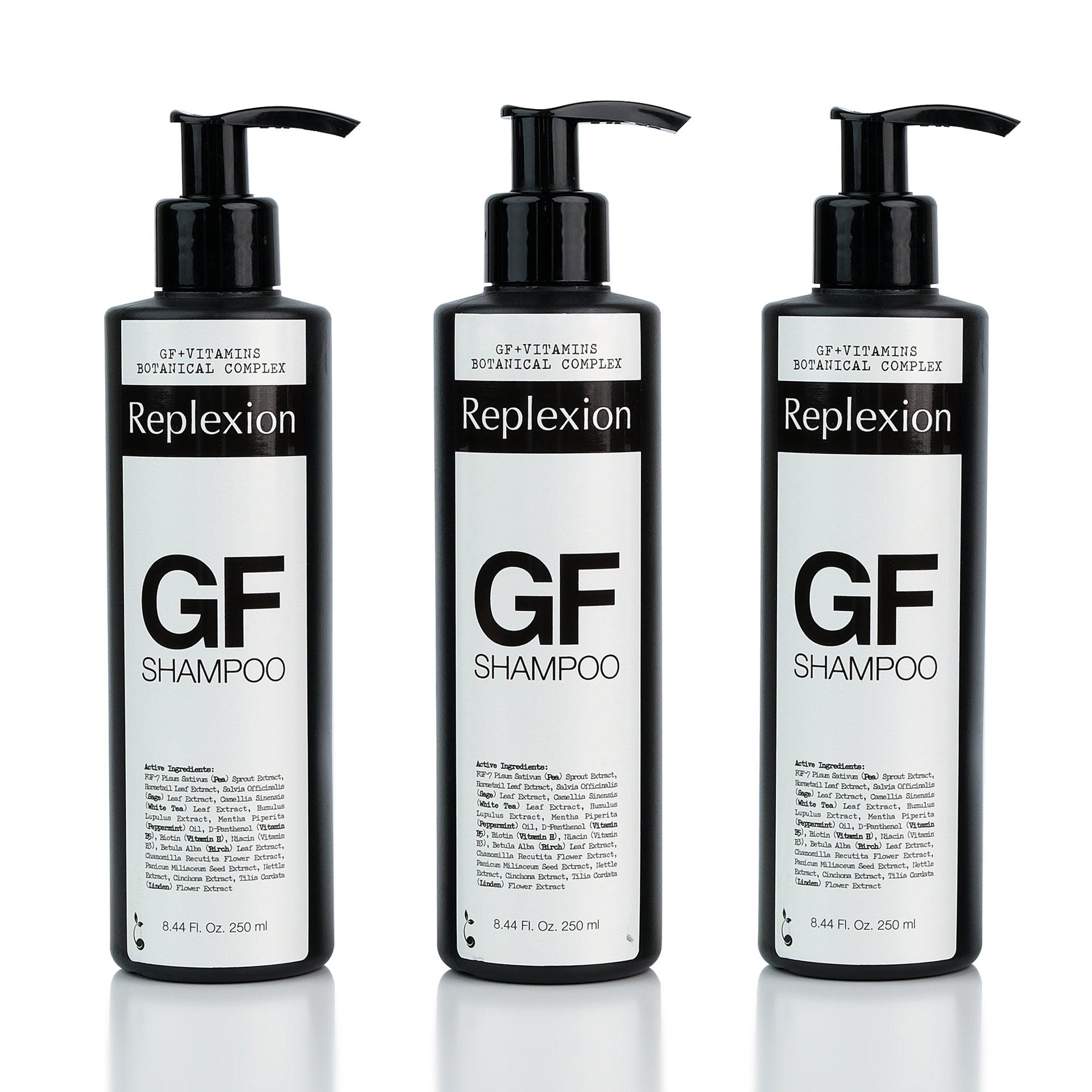 GF SHAMPOO 250ml. x 3 Stück: 750 ml. Haarverdichtung, Anti-Haarausfall, Reduziert Haarausfall, Haartransplantation
