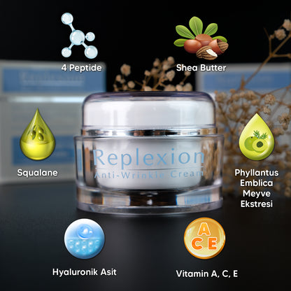 REPLEXION Anti-Falten-Creme 50ml. Anti-Falten, Anti-Aging, Anti-Falten, Hautverjüngungscreme, Peptid, Hyaluronsäure, Vitamin A, Squalan ...