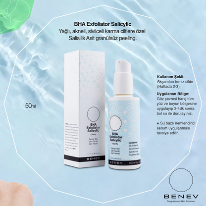 BENEV BHA Peeling Salicylsäure 50 ml. Akne, Pickel reduzierendes Salicyl-Peeling. Verkleinert die Poren und reduziert Mitesser 