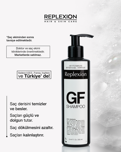 Replexion GF Shampoo 250ml x 3 – 750ml | Saç Kalınlaştırma & Anti-Hair Loss